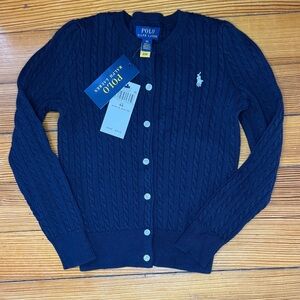 Polo by Ralph Lauren Girls Navy Cable Knit Cardigan 6X NWT